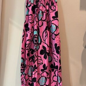 Zara Pink and Black Floral Maxi Dress